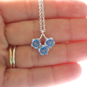 forget me not flowers blue sterling silver lily griffin handmade nz necklace