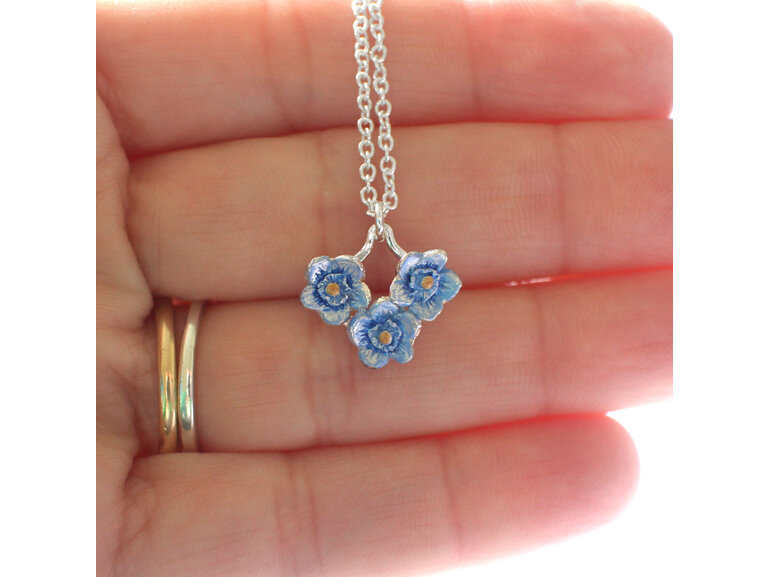 forget me not flowers blue sterling silver lily griffin handmade nz necklace