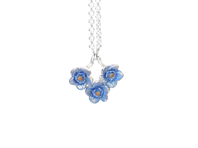 forget me not flowers blue sterling silver lilygriffin nz gift necklace pendant