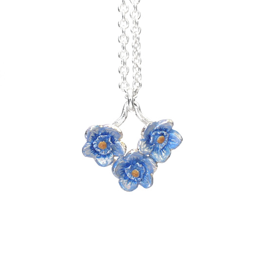 forget me not flowers blue sterling silver lilygriffin nz gift necklace pendant
