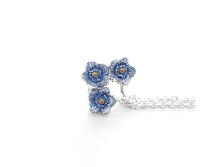 forget me not flowers blue sterling silver nz jewellery necklace pendant