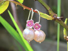 forget me not pink flowers pearls earrings silver handmade nz lily griffin