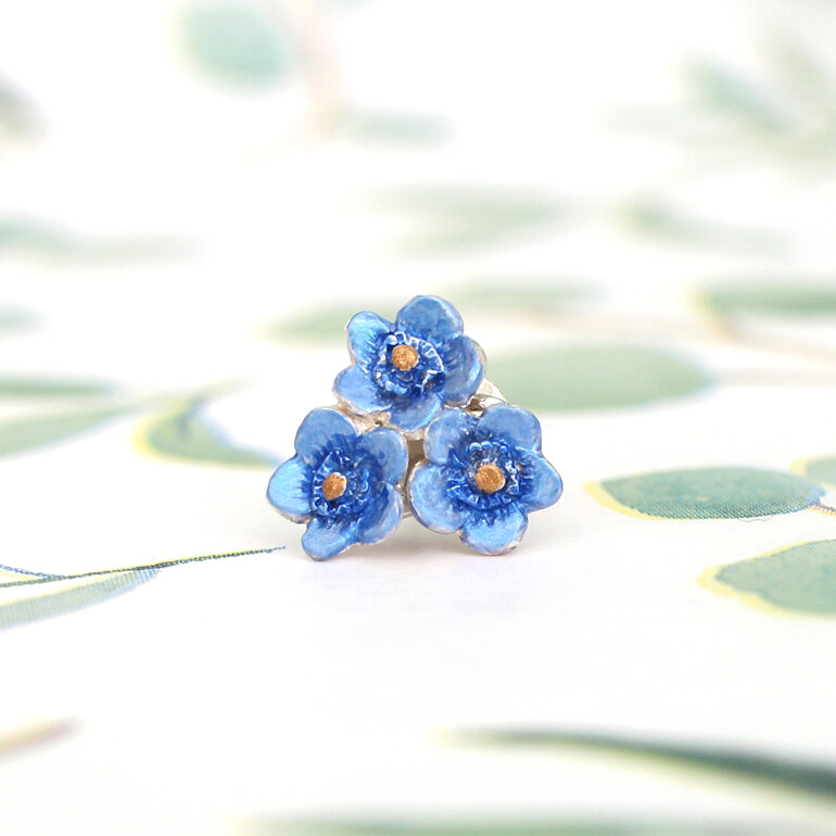 Forget Me Not posey cluster flowers lapel pin wedding brooch lilygriffin nz