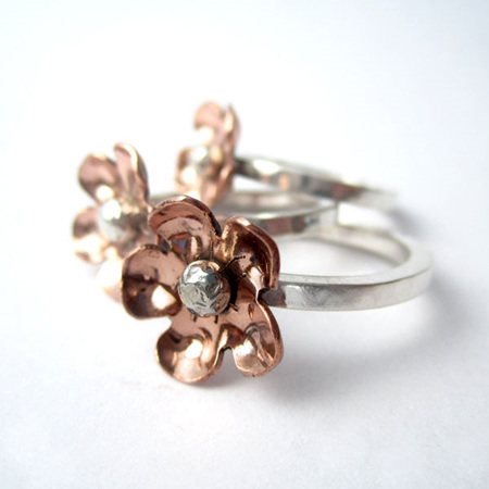 Forget Me Not Ring Sterling Silver & Copper