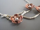 Forget Me Not Trio Necklace Sterling Silver Copper flowers