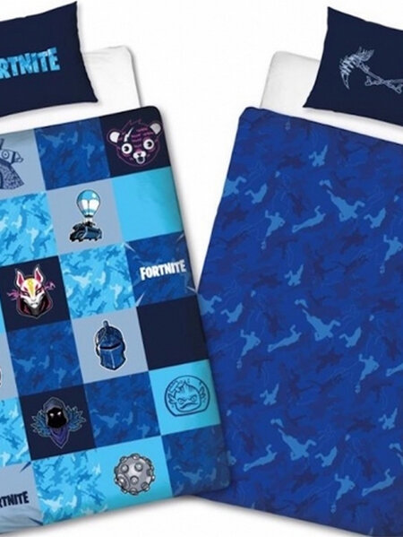 Fortnite Shuffles Blue Reversible Single Duvet Cover Set