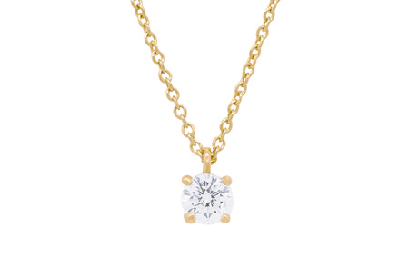Four Claw Diamond Solitaire Pendant in Yellow Gold