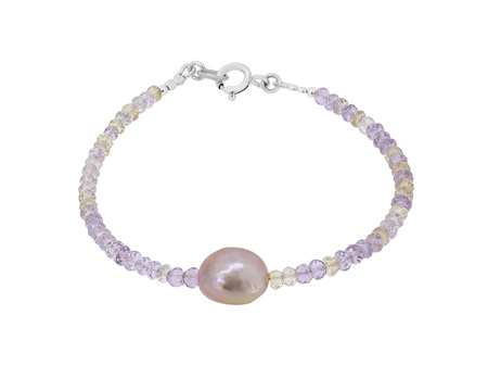 Freshwater Pearl and Ametrine Bead Bracelet
