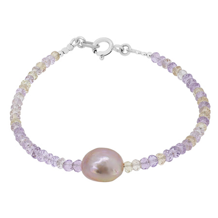 Freshwater Pearl and Ametrine Bead Bracelet