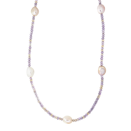 Freshwater Pearl and Ametrine Bead Necklace