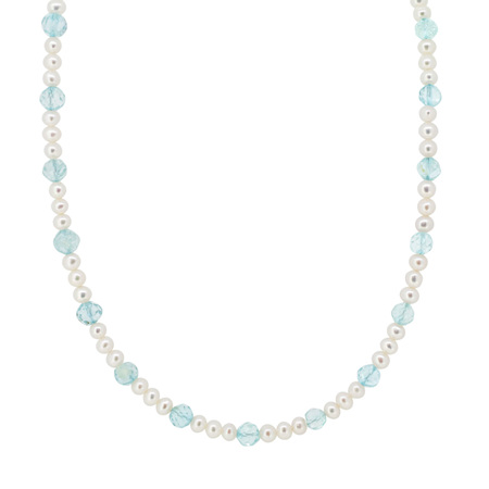Freshwater Pearl and Aquamarine Bead Necklace