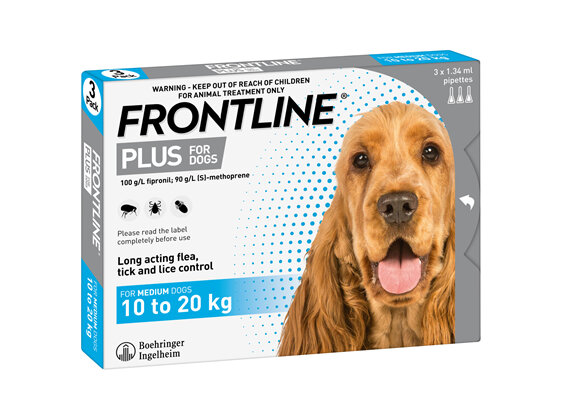 FRONTLINE PLUS for Dogs - 10.1-20kg - triple pack