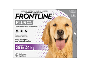 FRONTLINE PLUS for Dogs - 20.1 - 40kg - triple pack