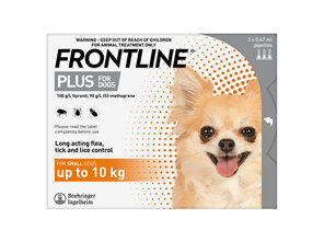 FRONTLINE PLUS for Dogs - Up to 10kg - triple pack