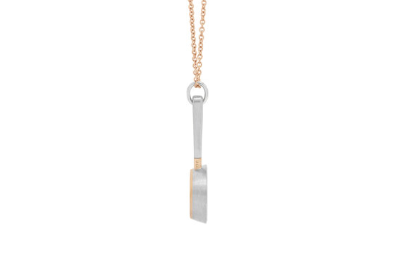 Frying pan pendant copper base 18ct rose gold white gold yellow gold jewellery