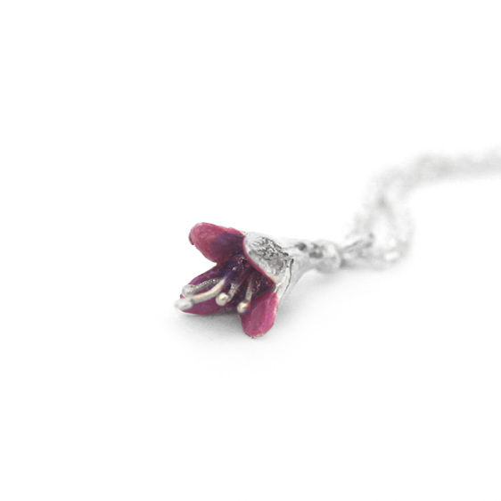 fuchsia flower kotukutuku nz sterling silver purple pink necklace pendant