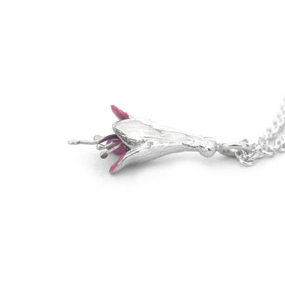 fuchsia flower tree native nz sterling silver purple pink necklace pendant