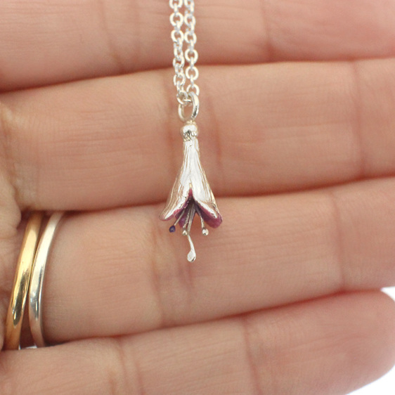 fuchsia flower tree native nz sterling silver purple pink necklace lily griffin