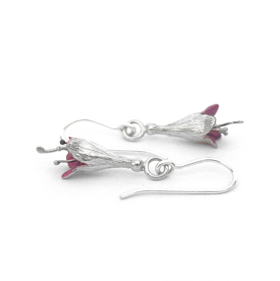 fuchsia flowers native sterling silver earrings purple lily griffin jewellery