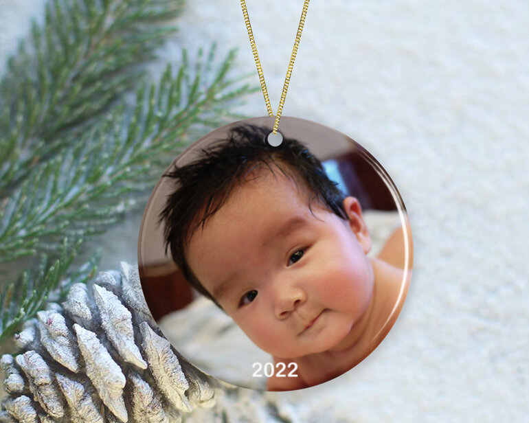 Full photo Ceramic personalised Christmas ornament