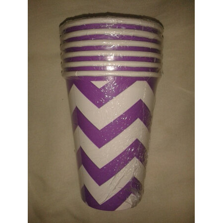 Funky Purple/White Zig Zag Party Cups x 6