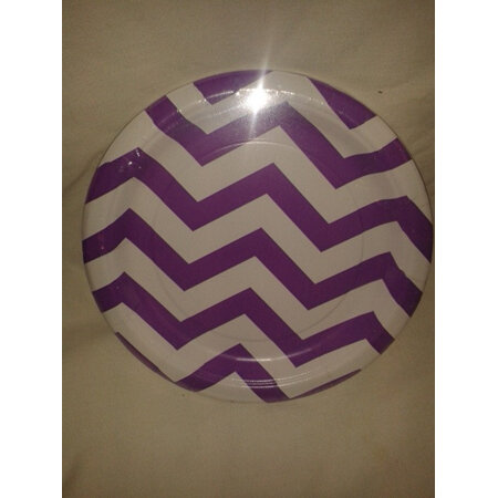 Funky Purple/White Zig Zag Party Plates 7" x 8