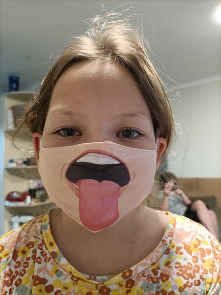 Funny  Kids Washable Mask - Tongue Poking Out