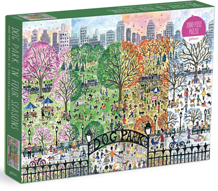 Galison 1000 Piece Jigsaw Puzzle: Michael Storrings Dog Park in Four Seasons