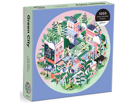 Galison 1000 Piece Round Jigsaw Puzzle: Green City