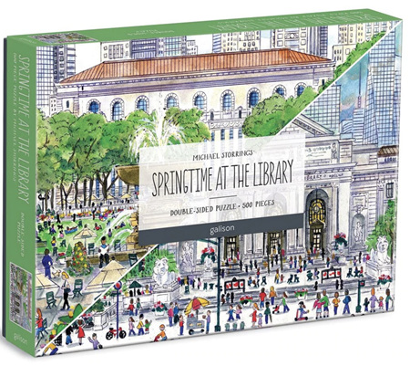 Galison Michael  Storrings 500 Piece Double Sided Jigsaw Puzzle:  Springtime at the Library