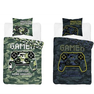 Gaming Single Duvet Cover Set - Large European Pillowcase - 100% Cotton