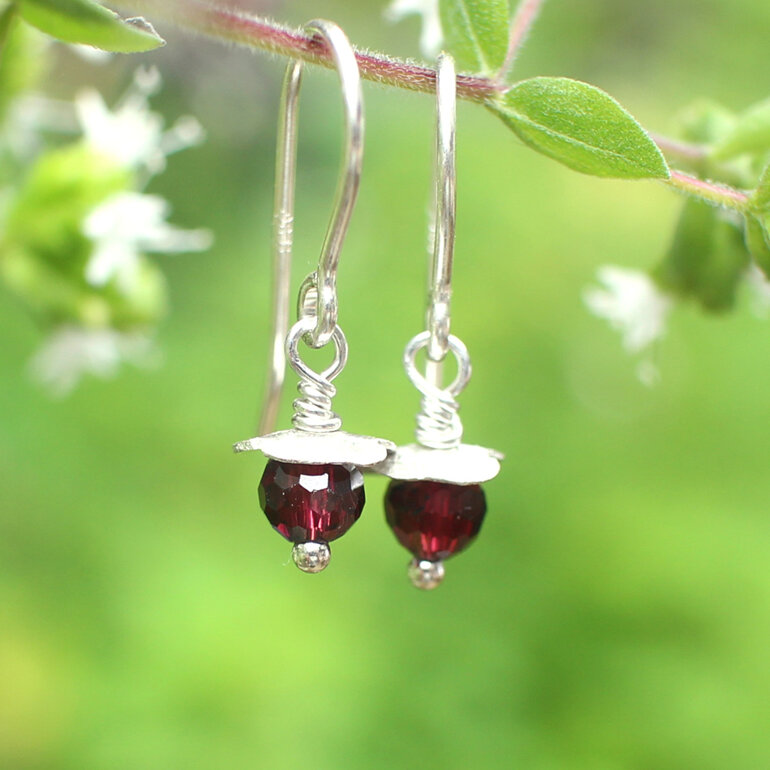 Garnet red rosehip earrings january birthstone silver lilygriffin nz jeweller