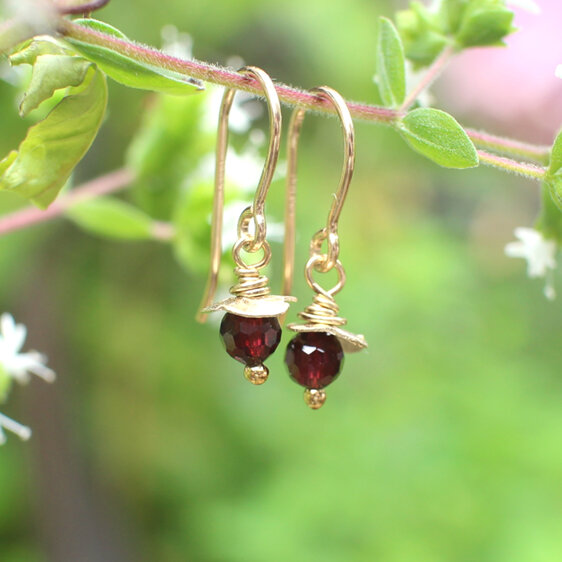 Garnet rosehip earrings gold january birthstone red lily griffin nz jeweller