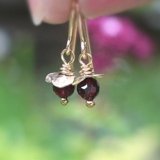 Garnet rosehip earrings gold january birthstone red lily griffin jewellery