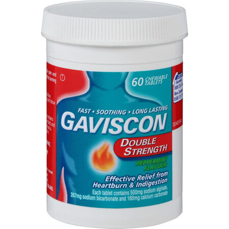 Gaviscon Double Strength Peppermint 60 Chewable Tablets