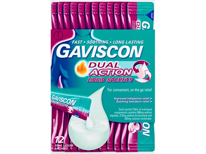 GAVISCON Dual Action Liq Sachet 12pk heartburn reflux indigestion