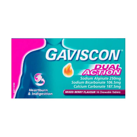 Gaviscon Dual Action Mixed Berry 16 Chewable Tablets