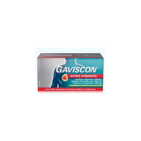 Gaviscon Extra Strength 500mg Peppermint 24 Chewable Tablets