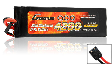 Gens Ace 2 Cell 7.4v 4200 mAh LiPo Battery for Traxxas