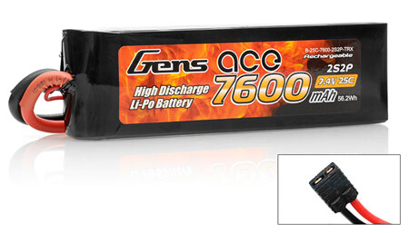 Gens Ace 2 Cell 7.4v 7600 mAh LiPo Battery for Traxxas