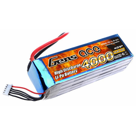Gens Ace 4 Cell 14.8v 4000 mAh LiPo Battery with XT-60 Connector