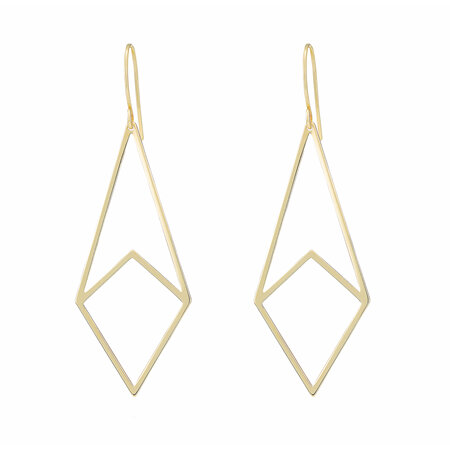 Geometric Kite Shaped Gold Earrings