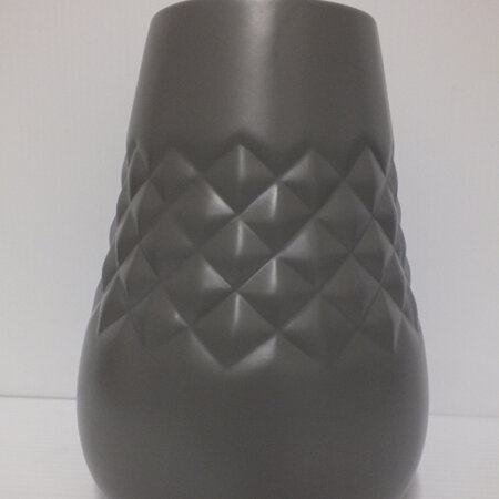 Geometric Patterned Vase Dark Grey C3828