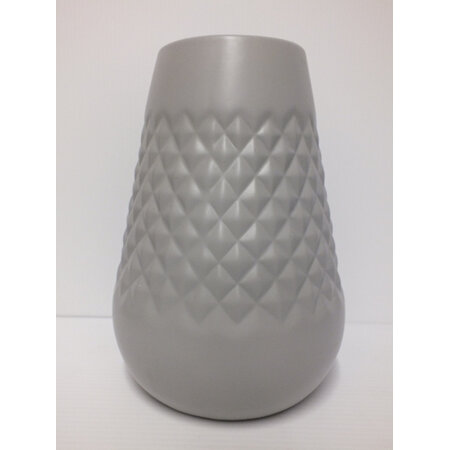 Geometric Patterned Vase Mid Grey C3827