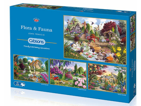 Gibsons 4 x 500 Piece Jigsaw Puzzles  Flora & Fauna