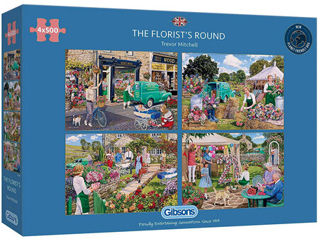 Gibsons 4 x 500 Piece Jigsaw Puzzles: Florists Round