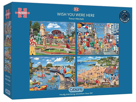 Gibsons 4 x 500 Piece jigsaw Puzzles Wish You Were Here