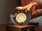 Gingko Amber Crystal Light 3D Laser Engraved Dandelion Walnut