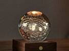 Gingko Amber Crystal Light 3D Laser Engraved Solar System Walnut