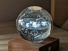 Gingko Amber Crystal Light 3D Laser Engraved Solar System Walnut